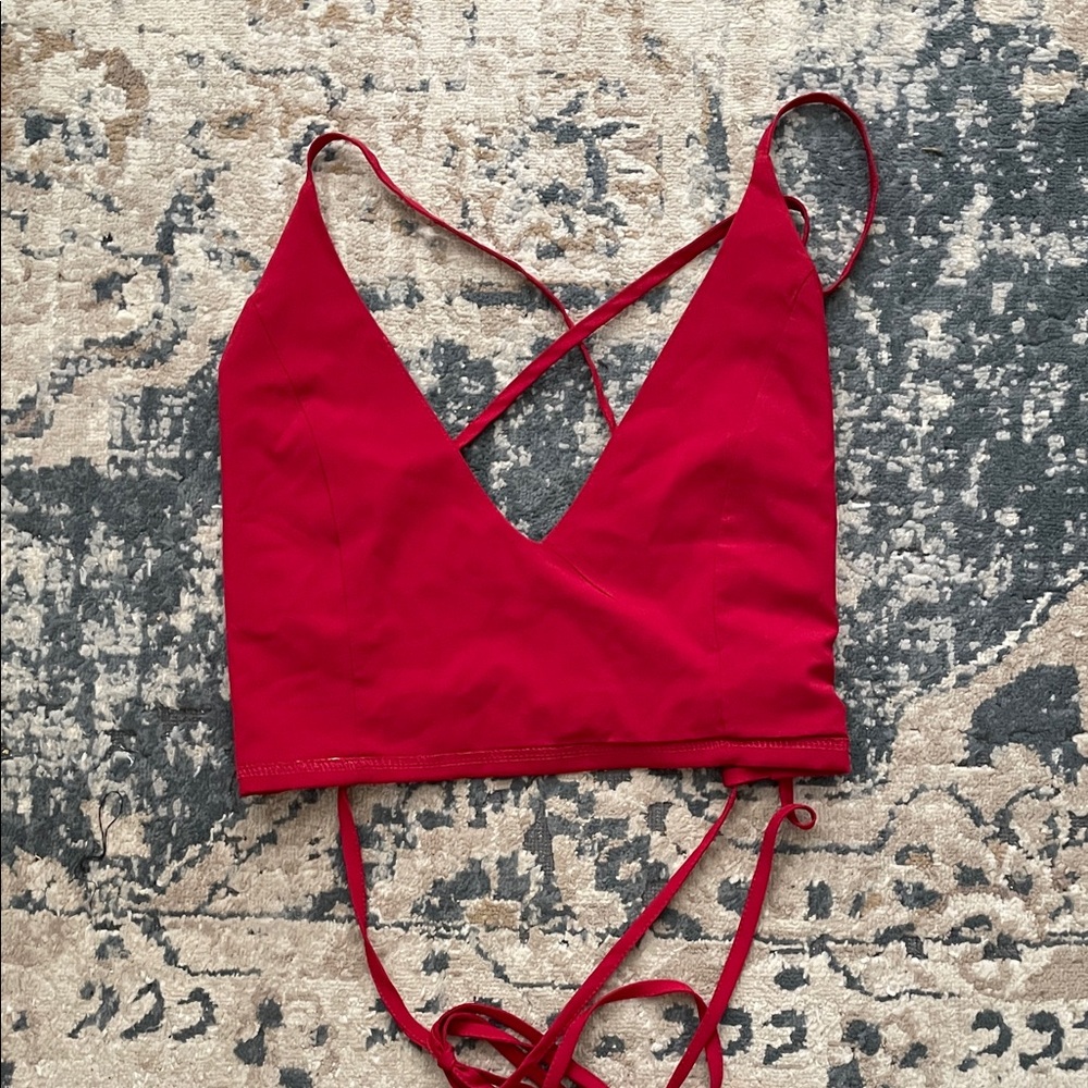 SHEIN Red Lace-Up Tank Top